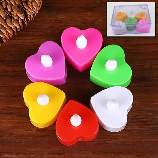 LED Tealights, Smokeless Plastic Decorative Candles (Pack Of 6 / Multicolor)