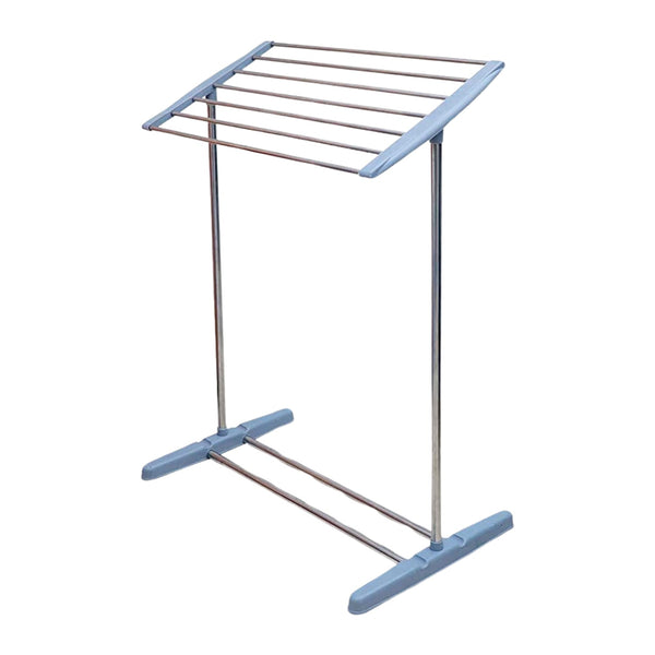 Multi-Functional Single Tier Mobile Towel Foldable Rack for Cloth and Towel / Stainless Steel and Plastic Made Mobile Towel and Cloth Rack Holder Indoor / Outdoor Standing Movable Cloth Dryer Rack, Balcony Cloth Drying Stand