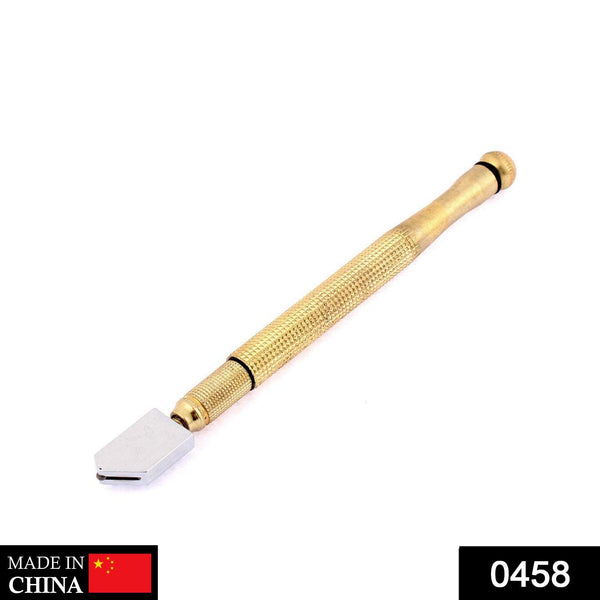 Metal glass cutter in gold color, durable.