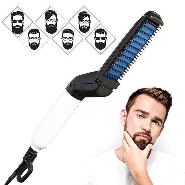 Beard and hair curling straightener, comb design.