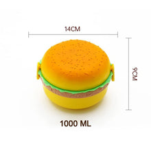 Burger Shape Lunch Box Plastic Lunch Box Food Container Sets Double Layer Lunchbox 1000ml With 2 Spoon Applicable to Kids and Elementary School Students