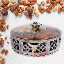 Multipurpose Dry Fruit Box 4 Section Dry Fruit Round Silver Gift Box (1 Pc)