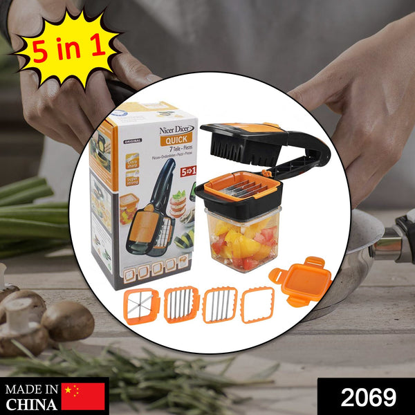 Versatile kitchen dicer for slicing and chopping vegetables.