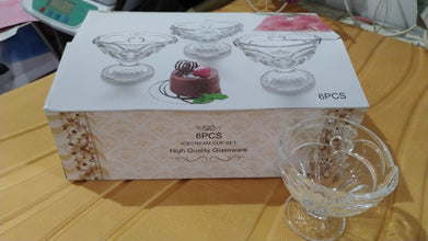 Glass Ice-Cream Cup Set, Home & Kitchen Serving or Dessert Cup (6 Pcs Set)