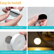 Round LED motion sensor light, 8 LEDs, for automatic and efficient lighting.