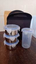 Compact Stainless Steel Airtight Lunch Box Set - 4 pcs (3 Leakproof Containers and 1 Bottle)