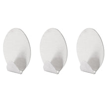 Self-adhesive wall hooks, pack of 3, strong hold.